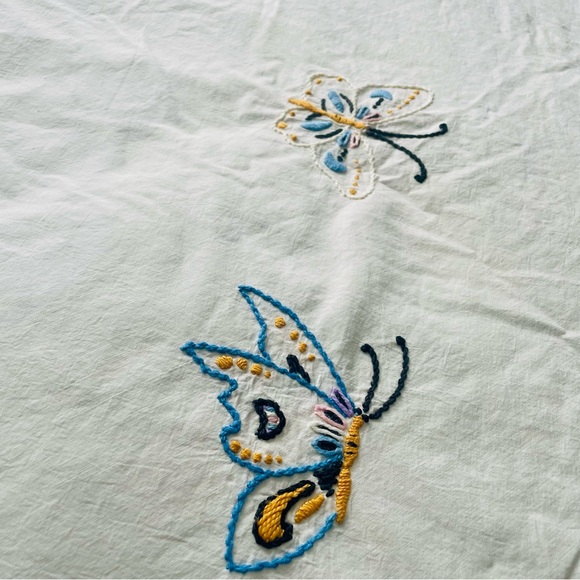 Vintage Hand Embroidered Handmade Fringe Summer Bedspread Quilts Sheet Linens - Picture 9 of 16